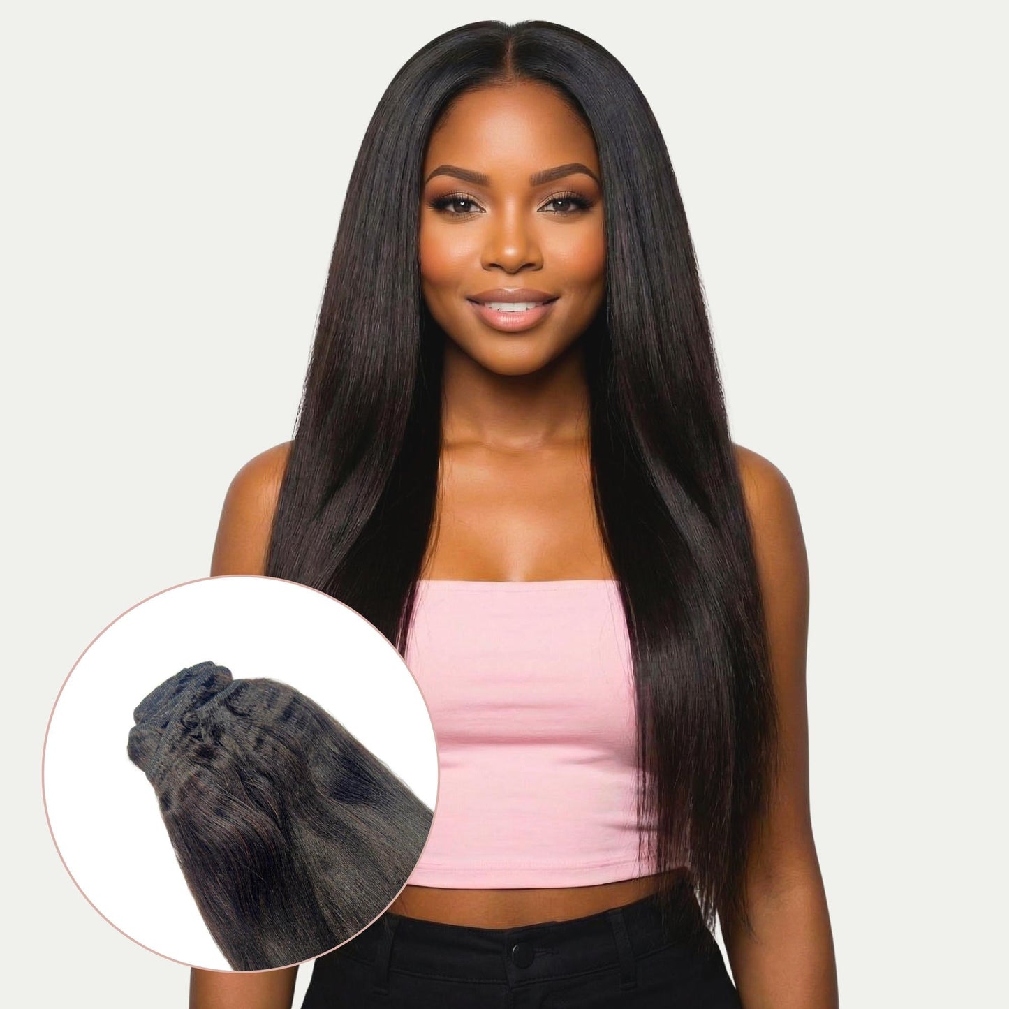 Extensiones de cabello 100% humano Yaki Liso de quita y pon
