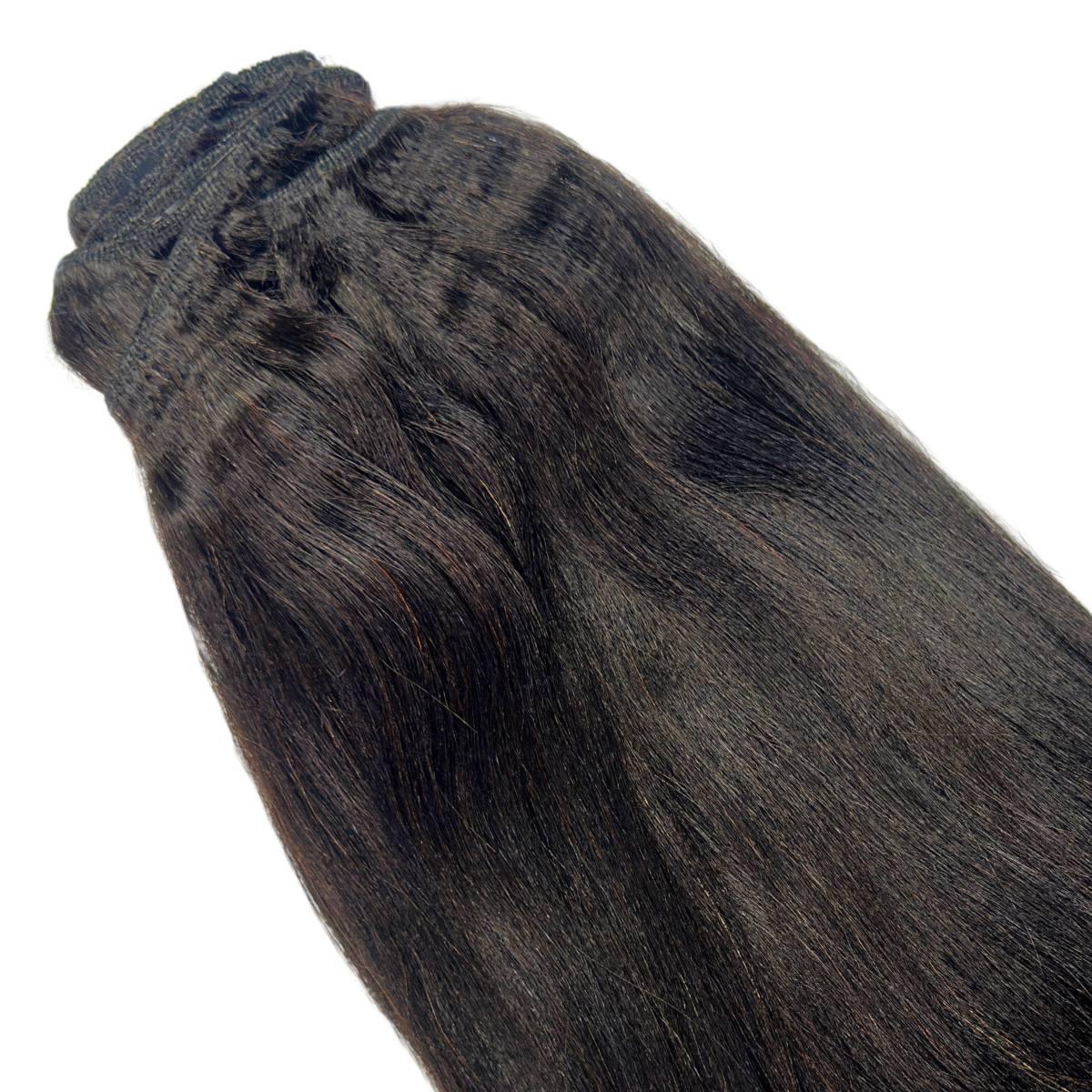 Extensiones de cabello 100% humano Yaki Liso de quita y pon