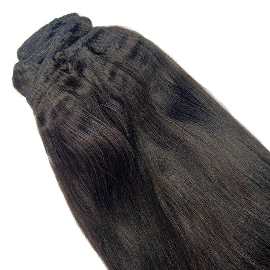 Extensiones de cabello 100% humano Yaki Liso de quita y pon