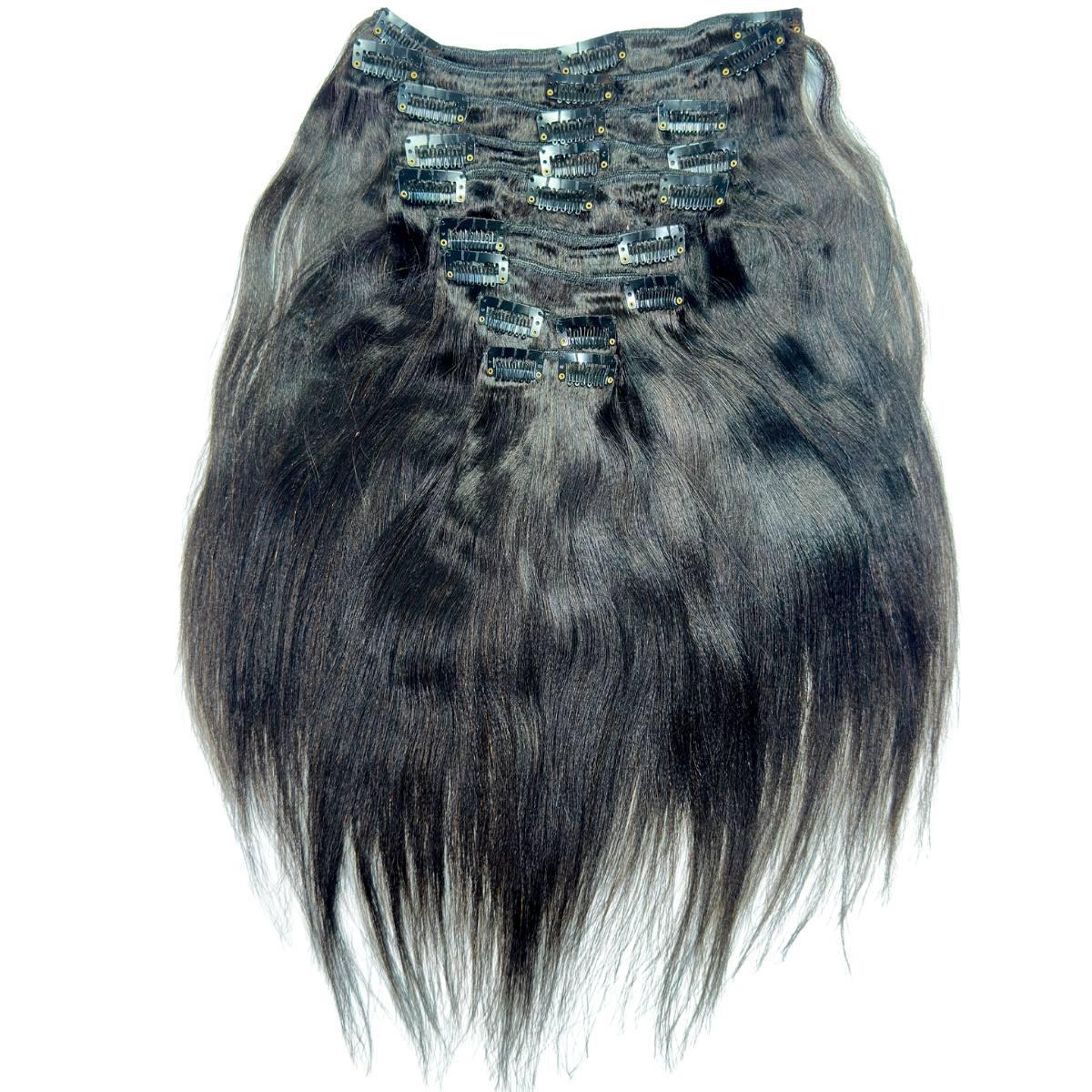 Extensiones de cabello 100% humano Yaki Liso de quita y pon