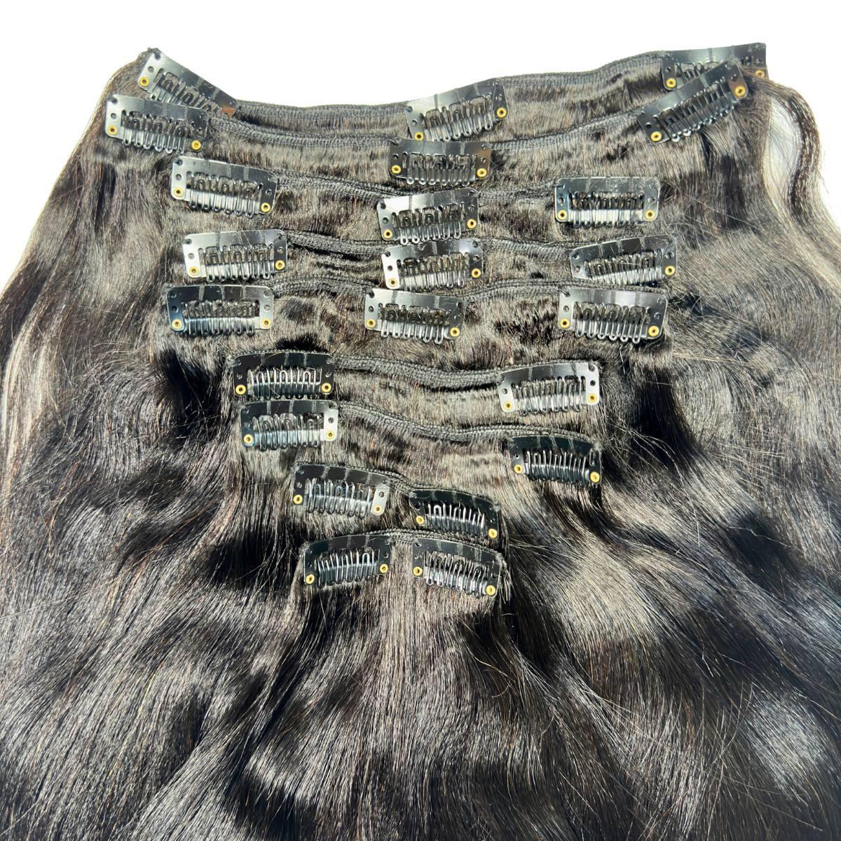 Extensiones de cabello 100% humano Yaki Liso de quita y pon