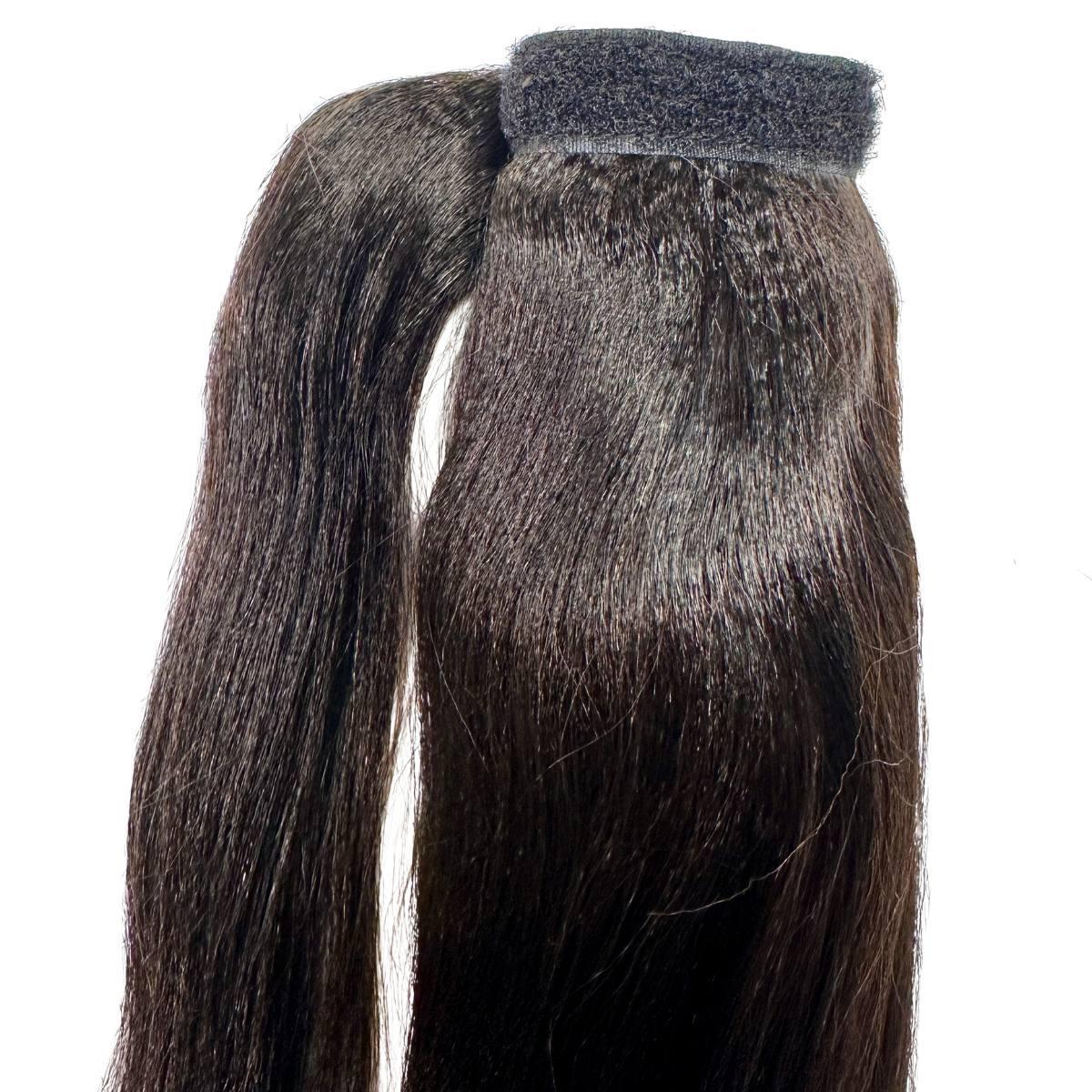 Cola de caballo Yaki lisa, 100 % cabello humano