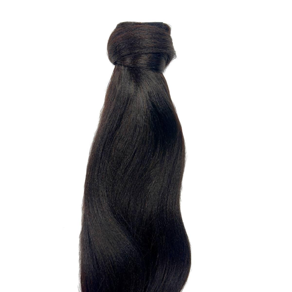 Cola de caballo Yaki lisa, 100 % cabello humano