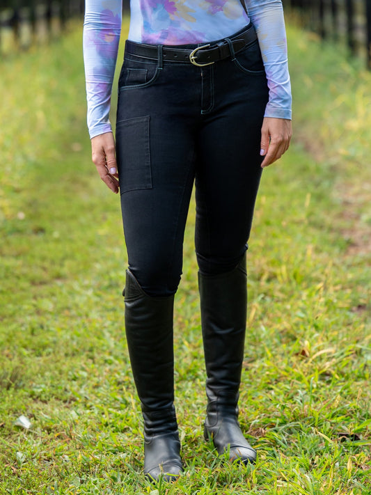 Pantalones de montar vaqueros de asiento completo con banda de rodadura