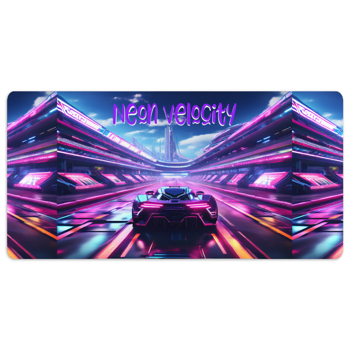 Neon Velocity Futuristic Race Car Mousepad Desk Mat - available in 2 sizes