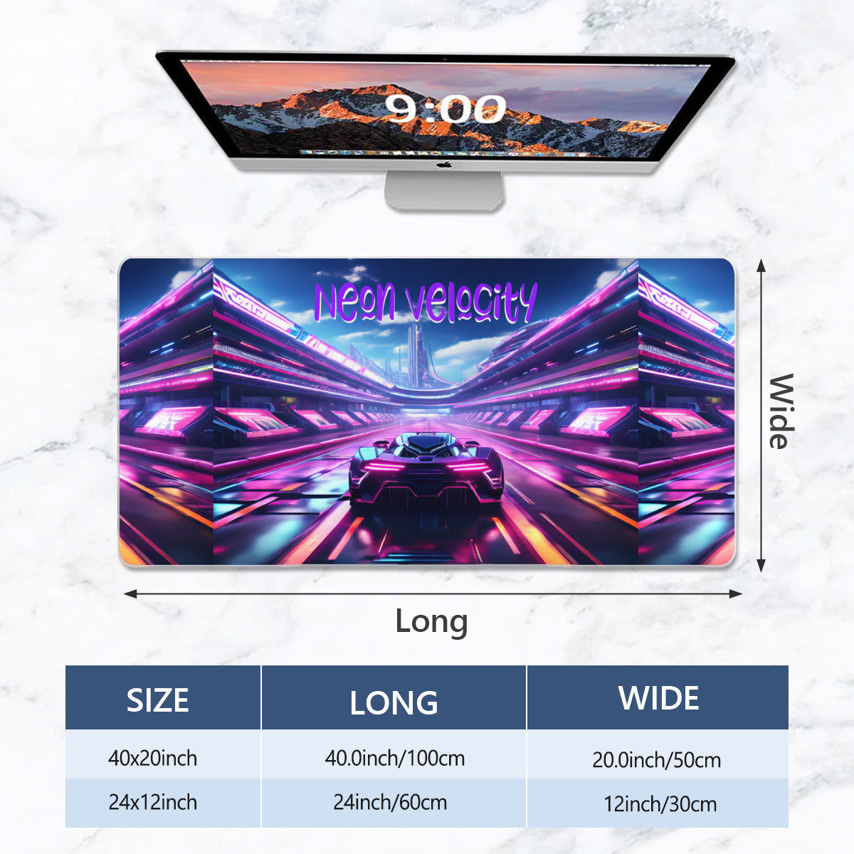 Neon Velocity Futuristic Race Car Mousepad Desk Mat - available in 2 sizes
