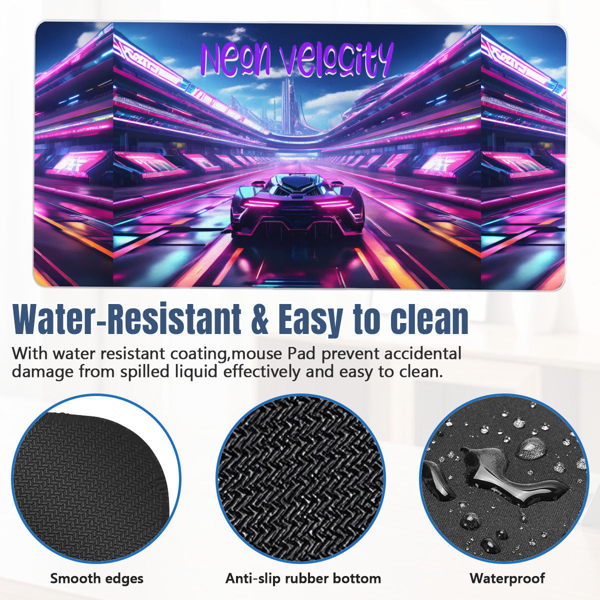 Neon Velocity Futuristic Race Car Mousepad Desk Mat - available in 2 sizes