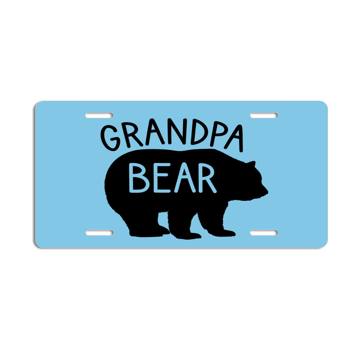 Grandpa Bear Light Blue Aluminum Vanity License Plate Auto Accessory