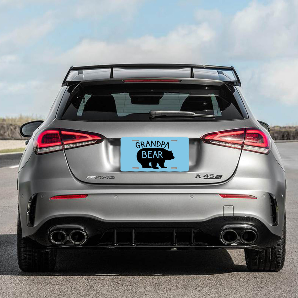 Grandpa Bear Light Blue Aluminum Vanity License Plate Auto Accessory