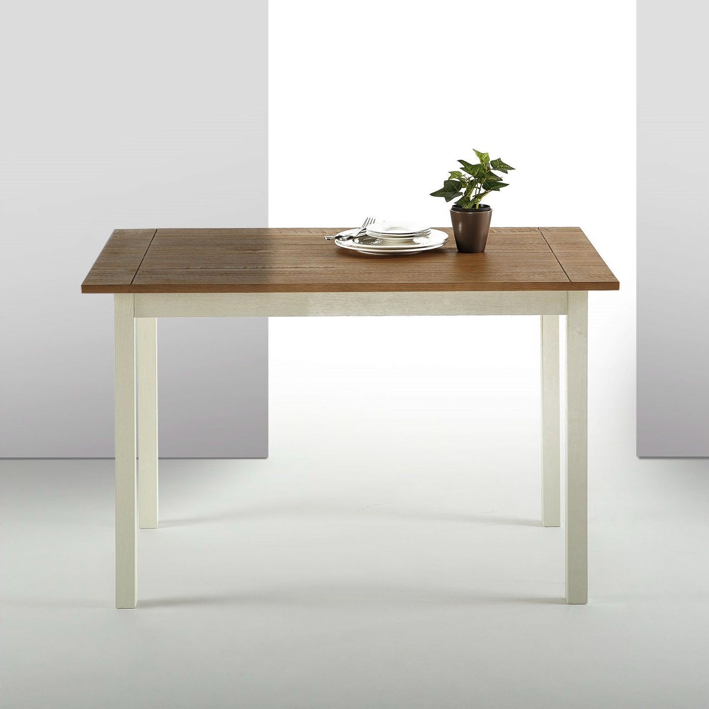 Mesa de comedor de madera de pino clásica de 45 x 28 pulgadas con patas blancas