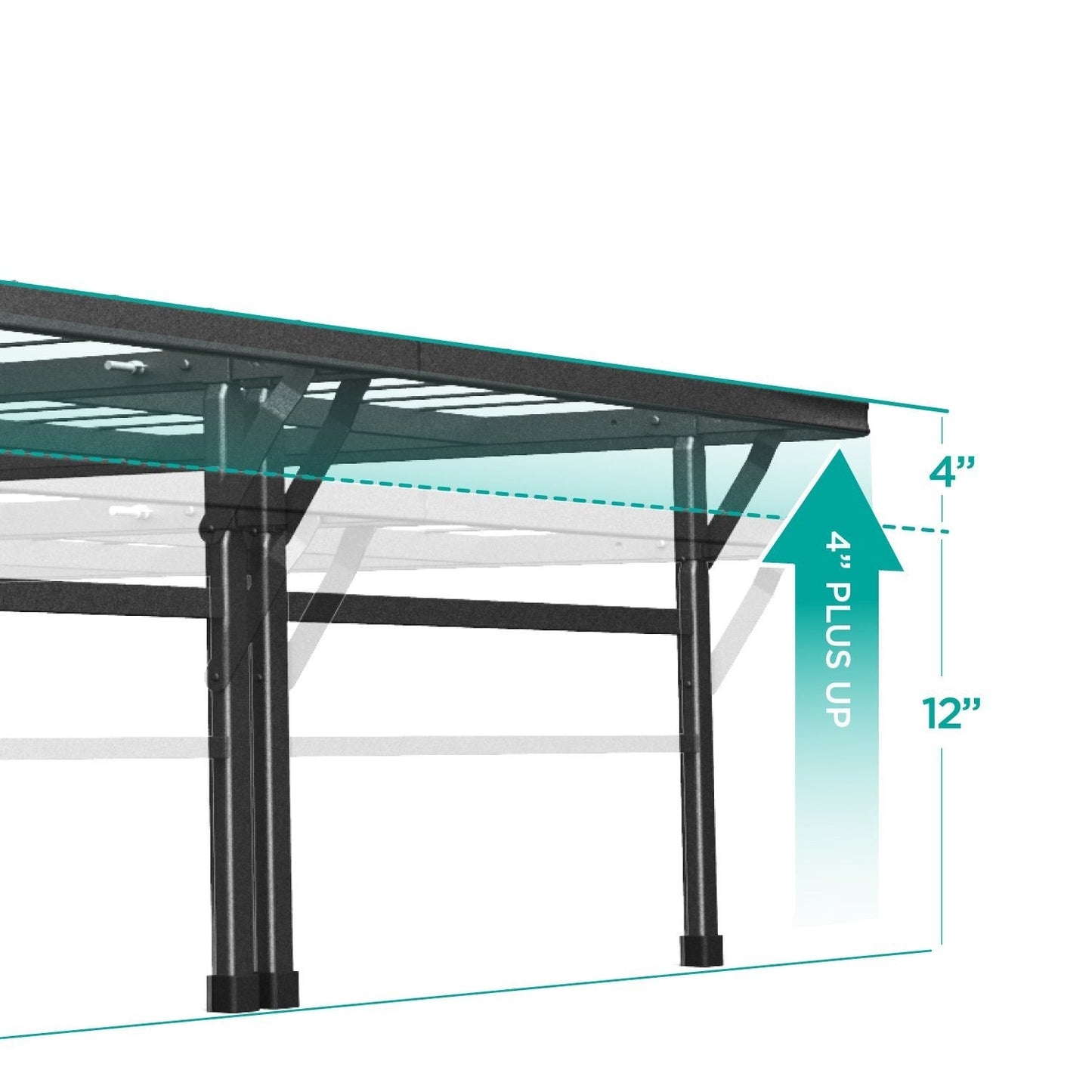 Base de cama de metal elevada California King de 18 pulgadas