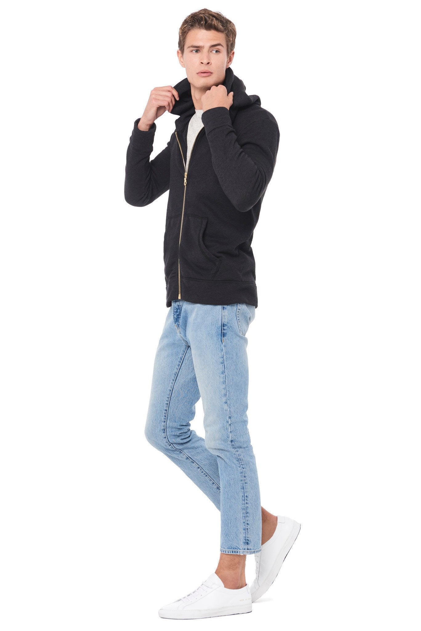 Sudadera con capucha y cremallera de felpa francesa para hombre