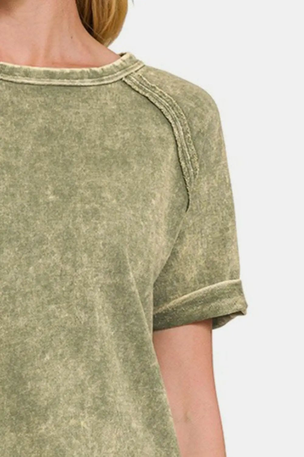 Pants Trendsi Zenana Heathered Round Neck Short Sleeve Blouse