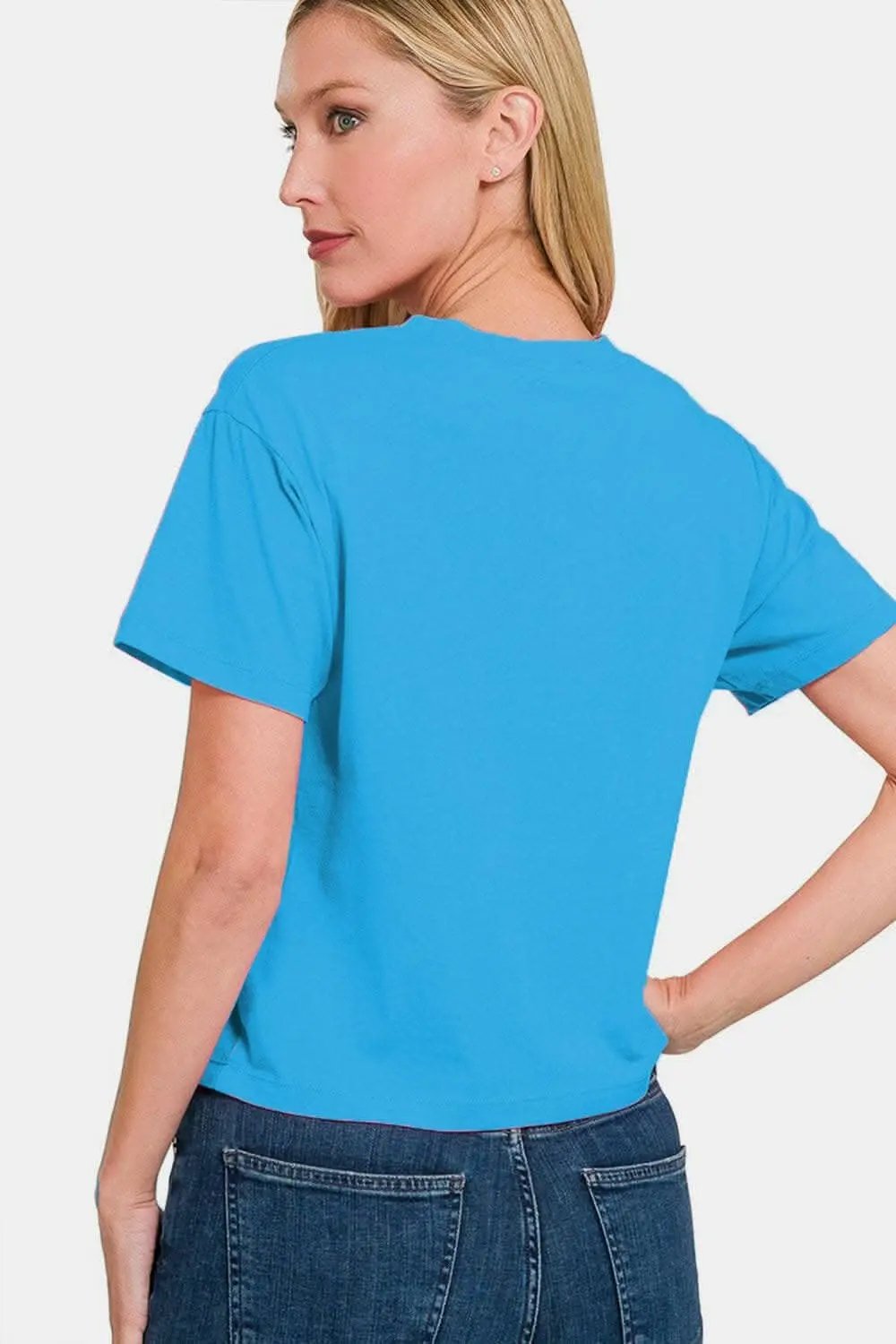 T-Shirts Trendsi Zenana Cropped Tee Women's Casual Round Neck Short Sleeve Top - Soft & Stylish