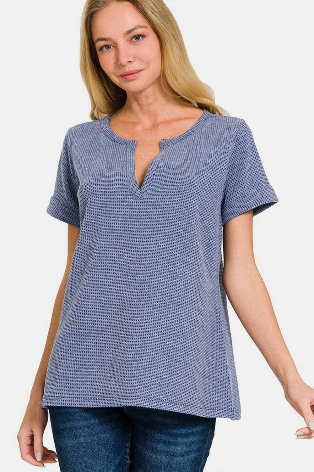 Blusa Trendsi para mujer, cuello con muesca, top informal elegante