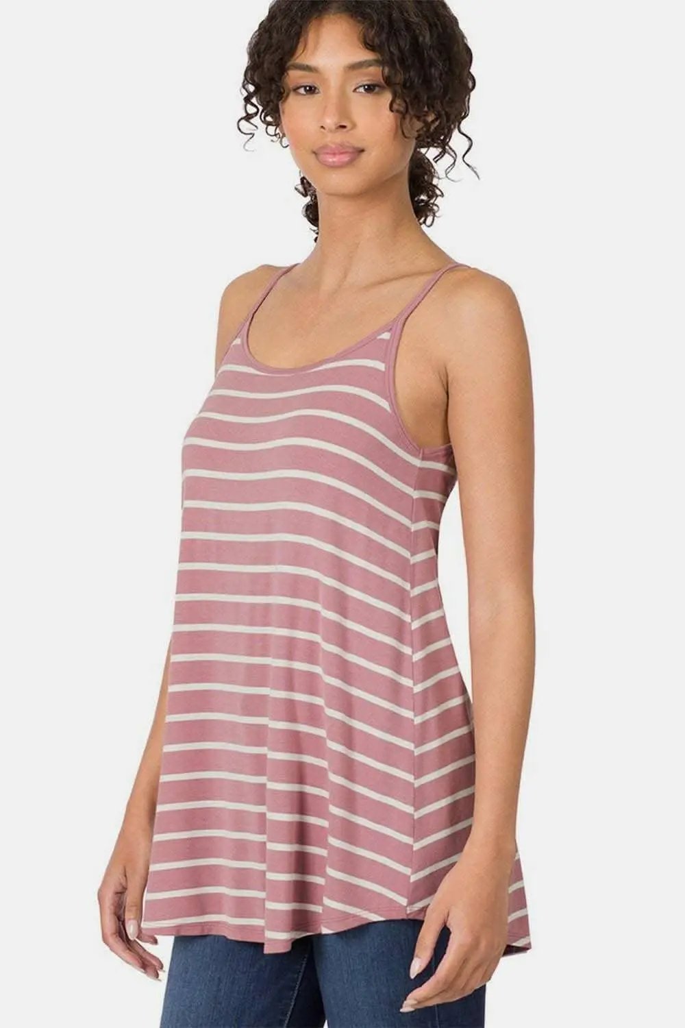 Trendsi Striped Cami Top with Adjustable Straps - Zenana