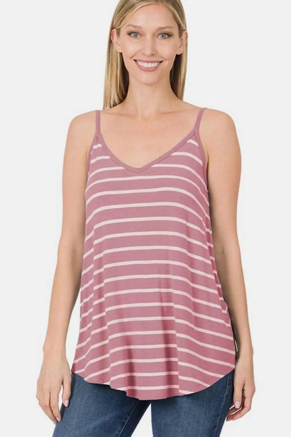 Trendsi Striped Cami Top with Adjustable Straps - Zenana
