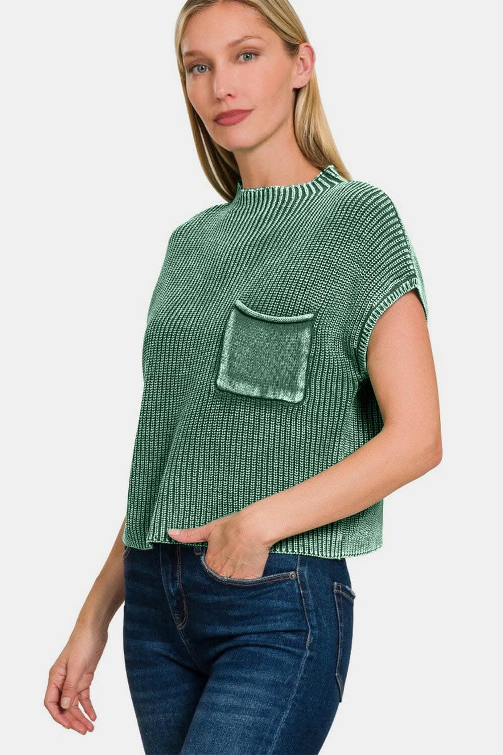 Sweaters Trendsi Zenana cropped mock neck sweater