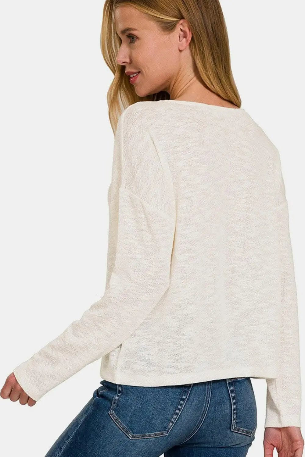 Pants Trendsi usa - Zenana v-neck dropped shoulder tee