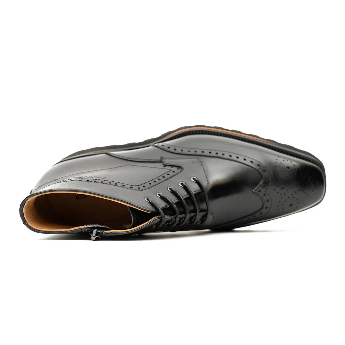 Black Wingtip Cow Leather Ankle Boots
