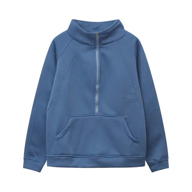 Autumn/Winter Women's Plush Half Zipper Sweatshirt