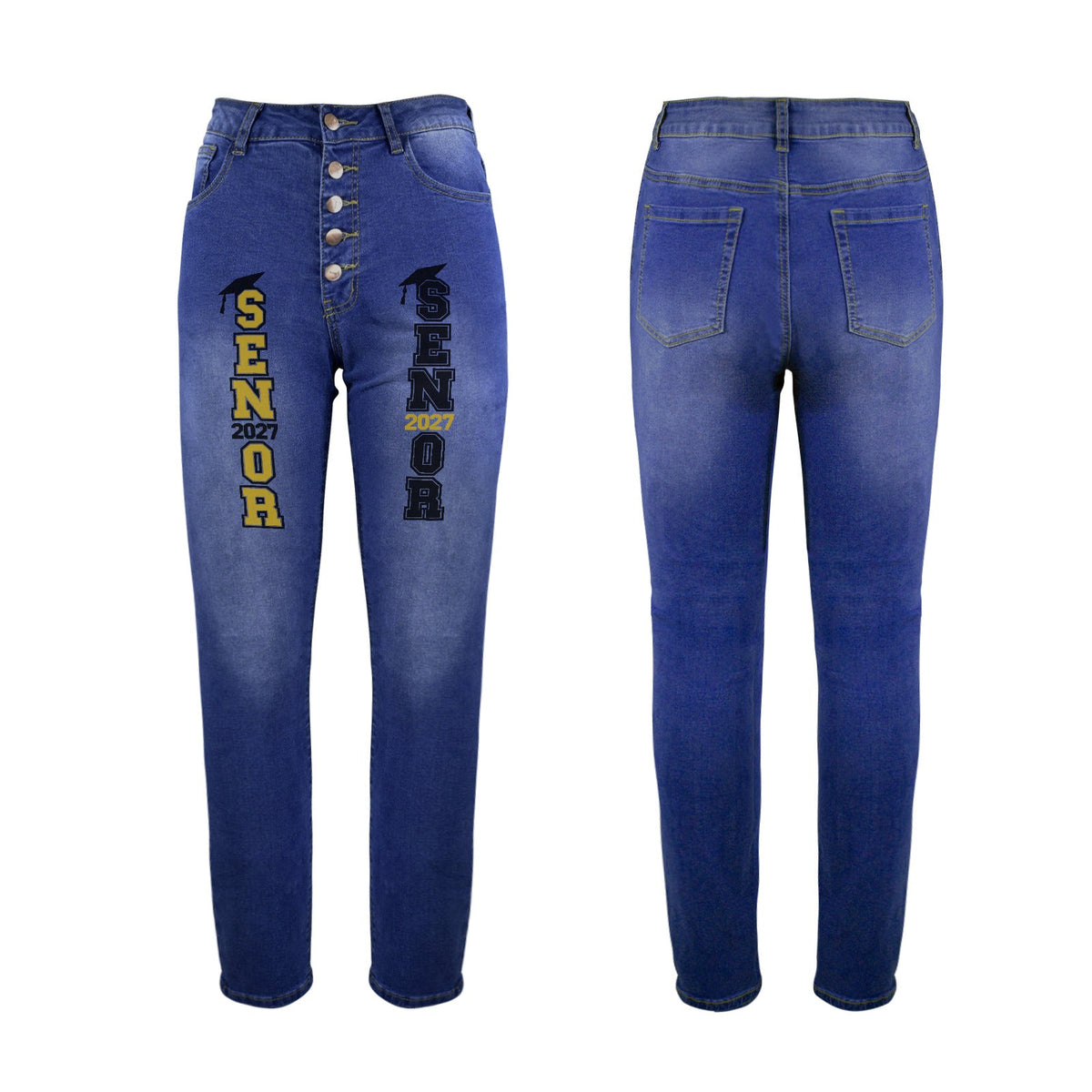 Women's Senior 2027 Decorated Jeans with Front Printing
