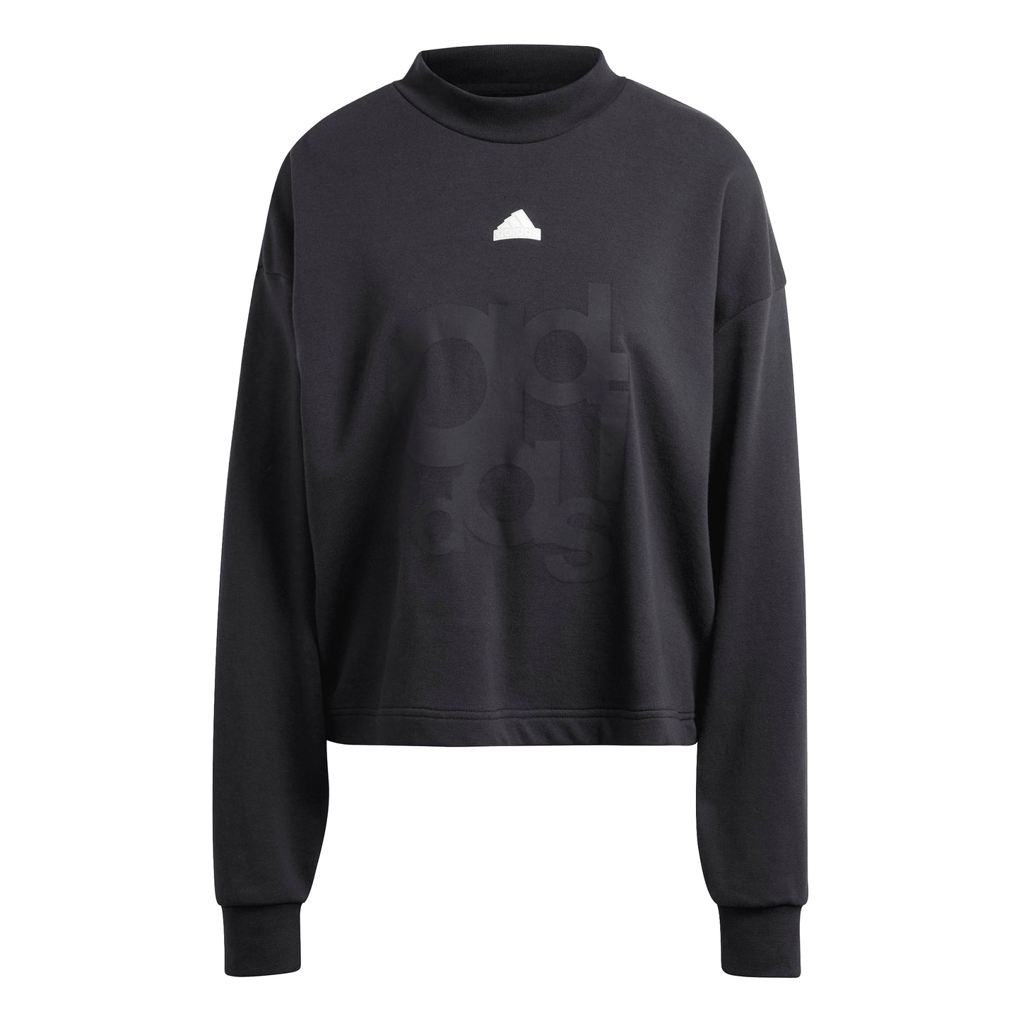 adidas Womens Printed French Terry Loose Sweatshirt Black X-Large