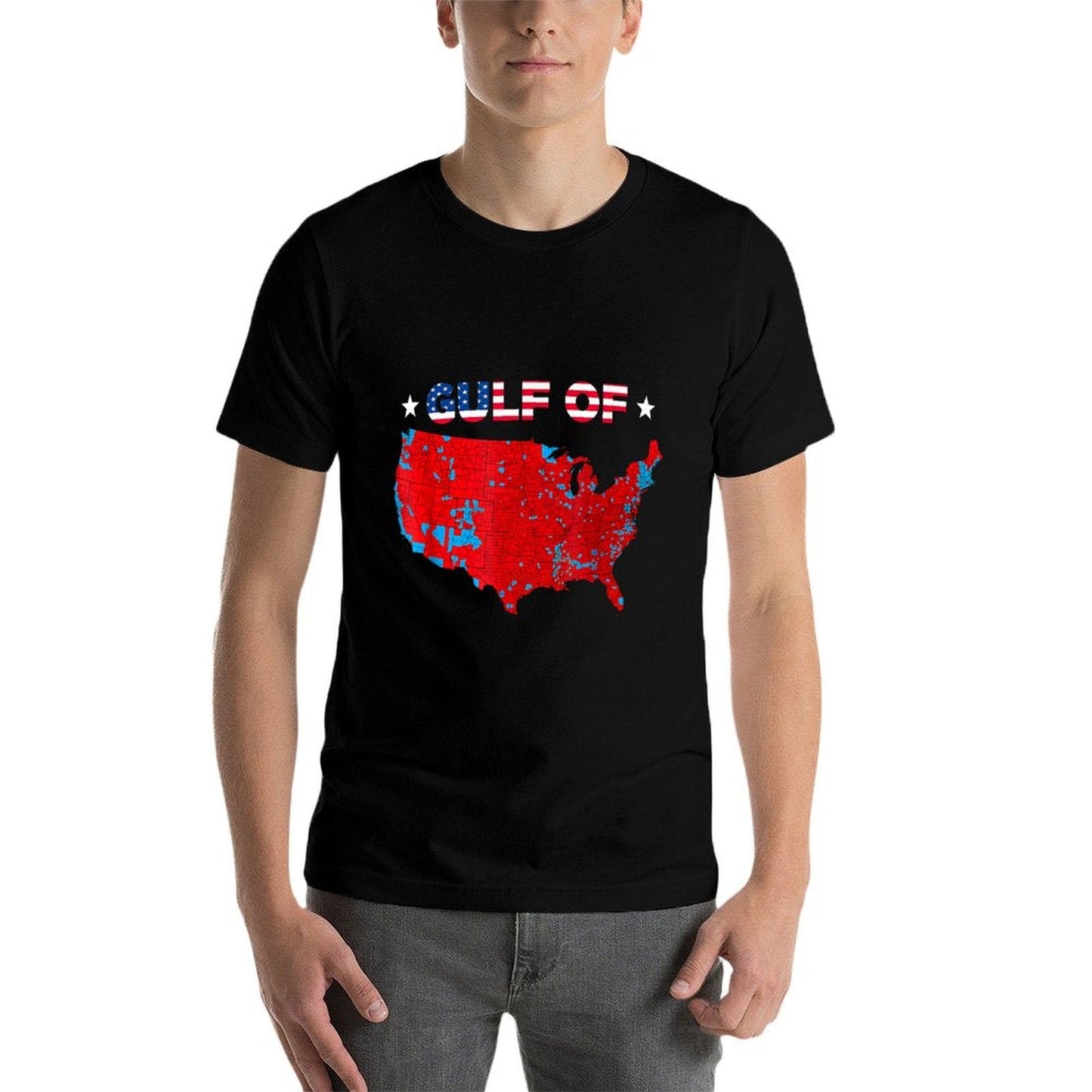 Gulf of USA America Funny USA Flag Mens Womens Heathered Texture T-Shirt