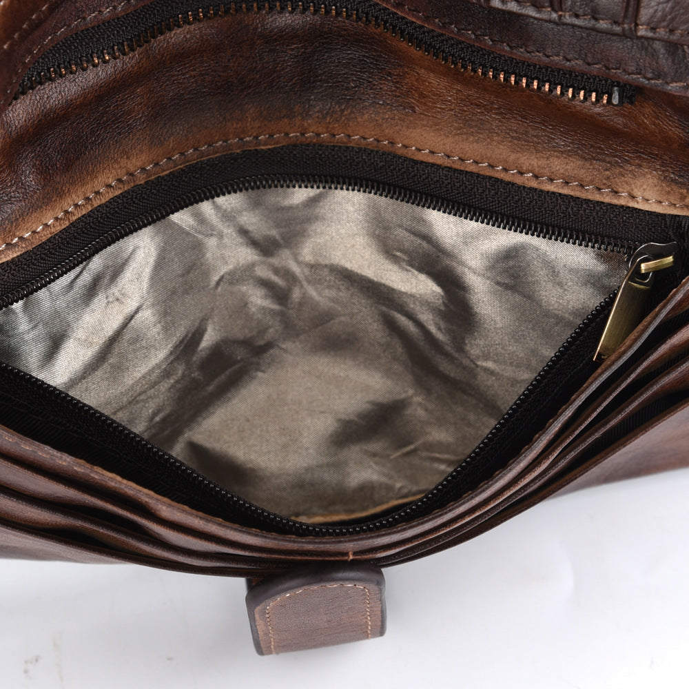 Men's Vintage Rubbed Leather Fashion Stitching Long Wallet