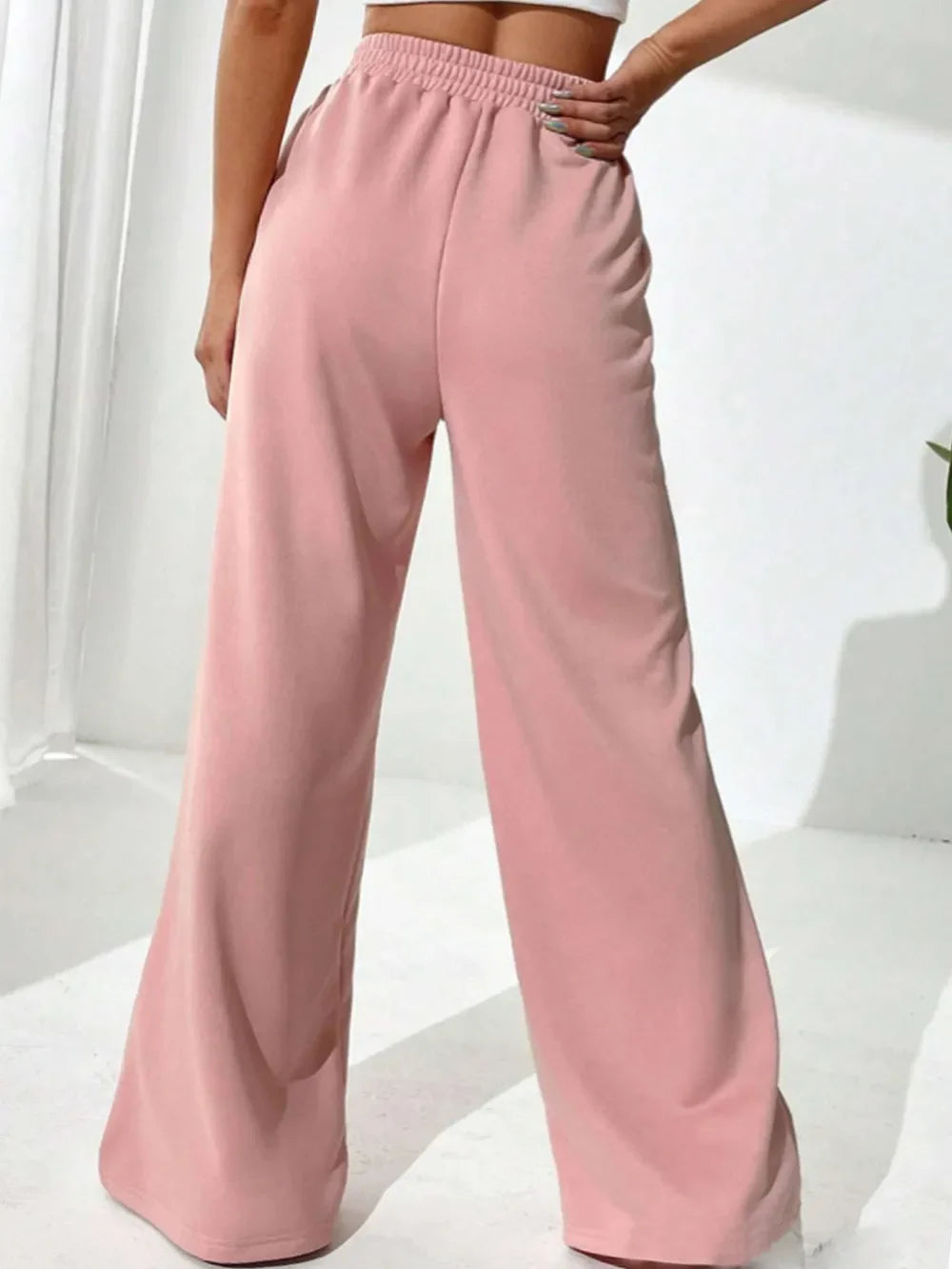 Pantalones de pernera ancha con cintura elástica