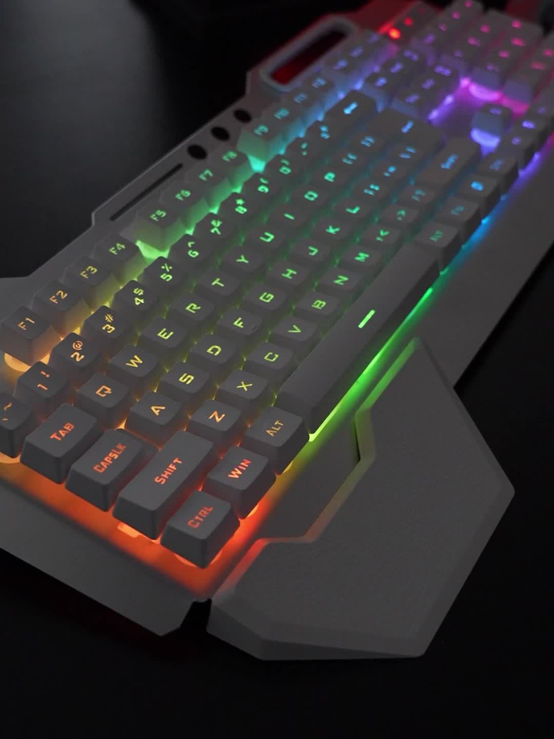QZUKOY Gaming Keyboard And Mouse Set Wireless Rainbow Backlit Rechargeable Metal Panel Mechanical Feel Keyboard And Gaming Mouse For Gamer Laptop PC