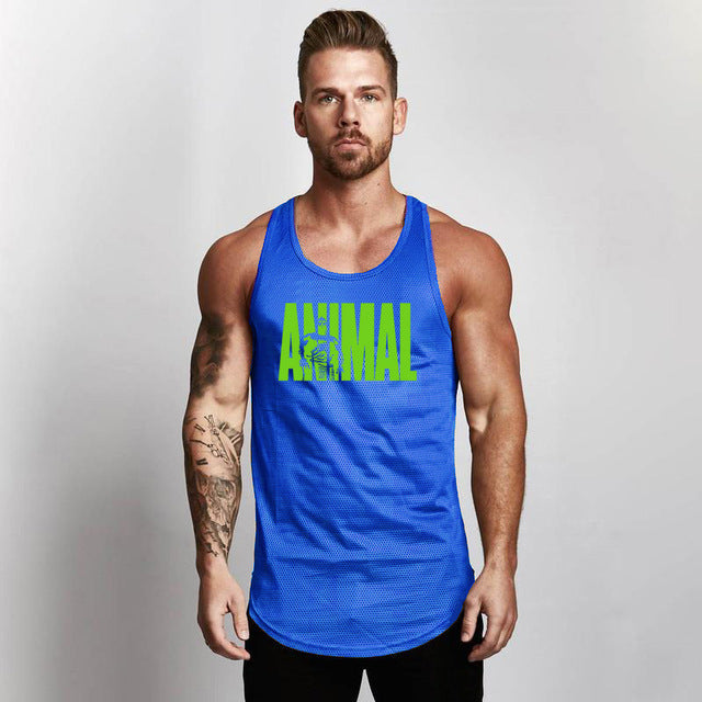 Fitness Men Shirt Slim Fit Vests Mesh Singlets Muscle Tops