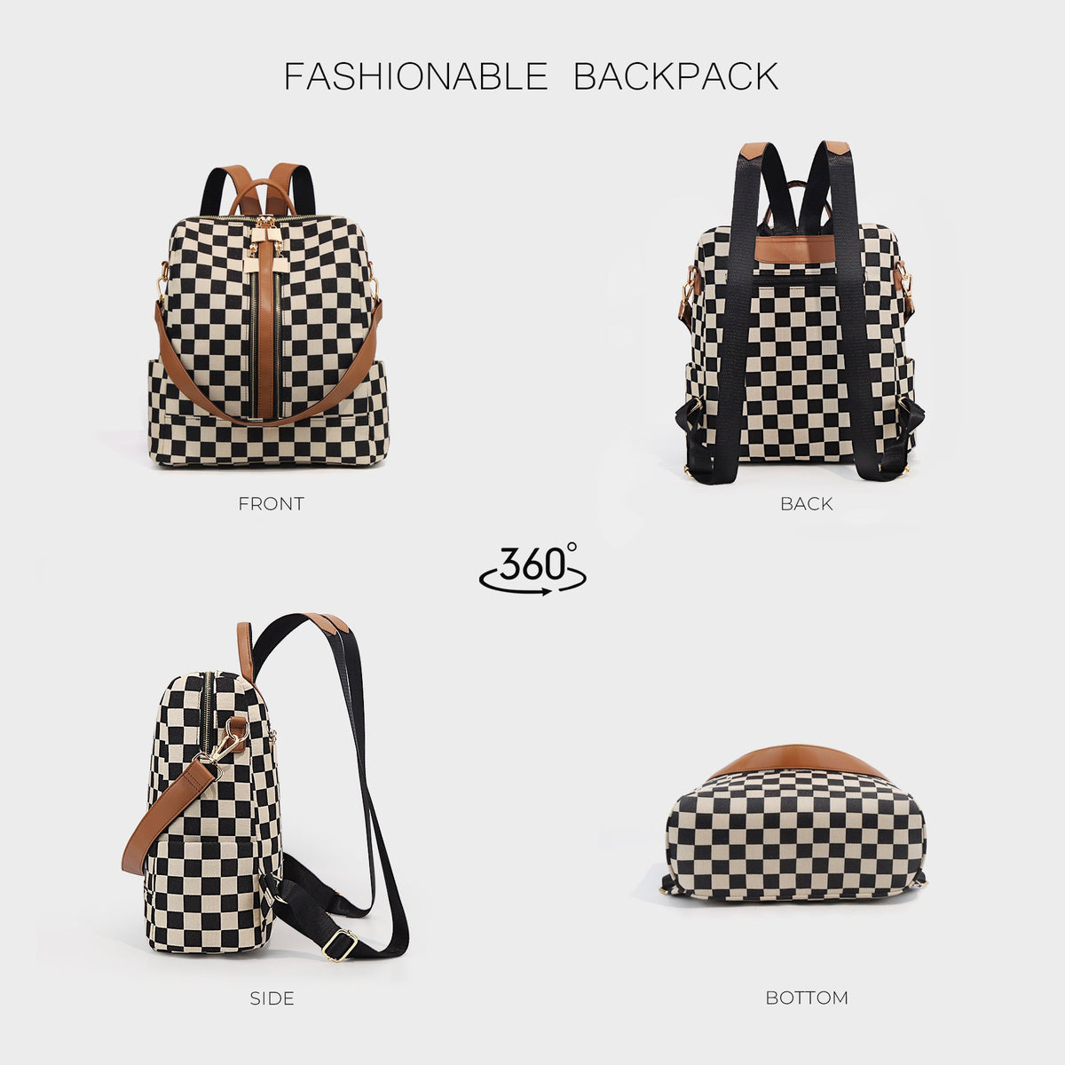 Checkered Backpack High-Capacity Womens Bag Moms Travel Backpack For Women