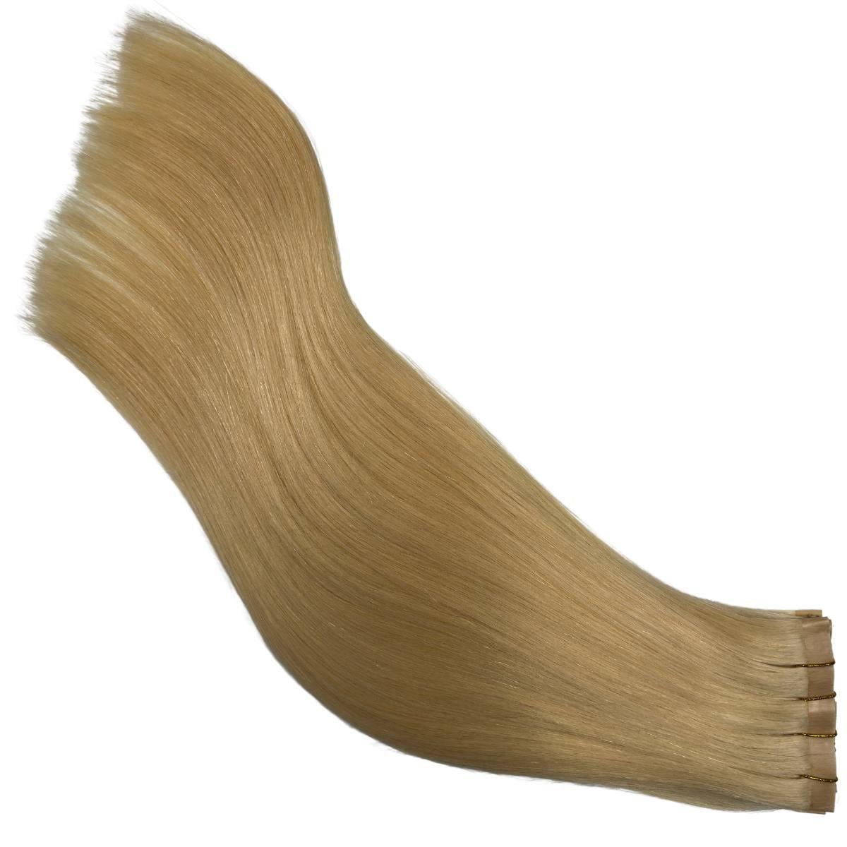 Extensiones de cabello 100% humano rubio natural liso con clip sin costuras