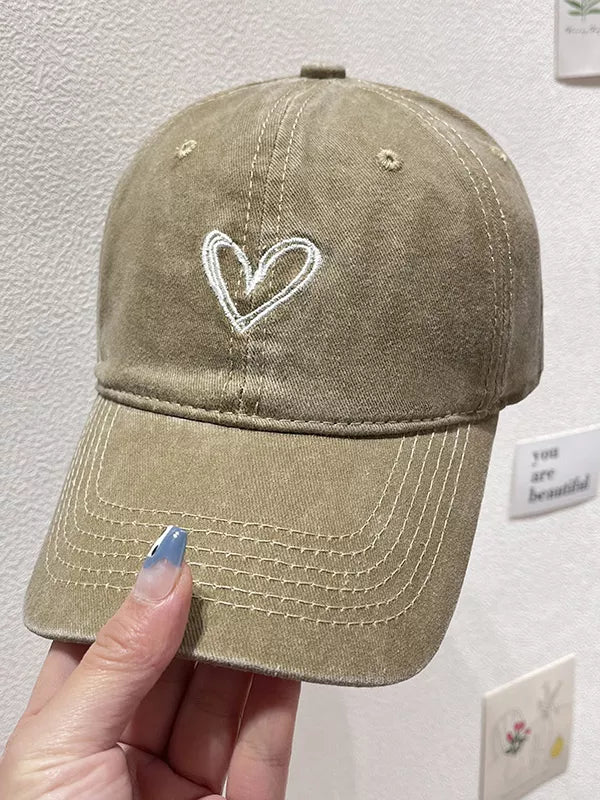 Washed Heart Embroidered Baseball Cap