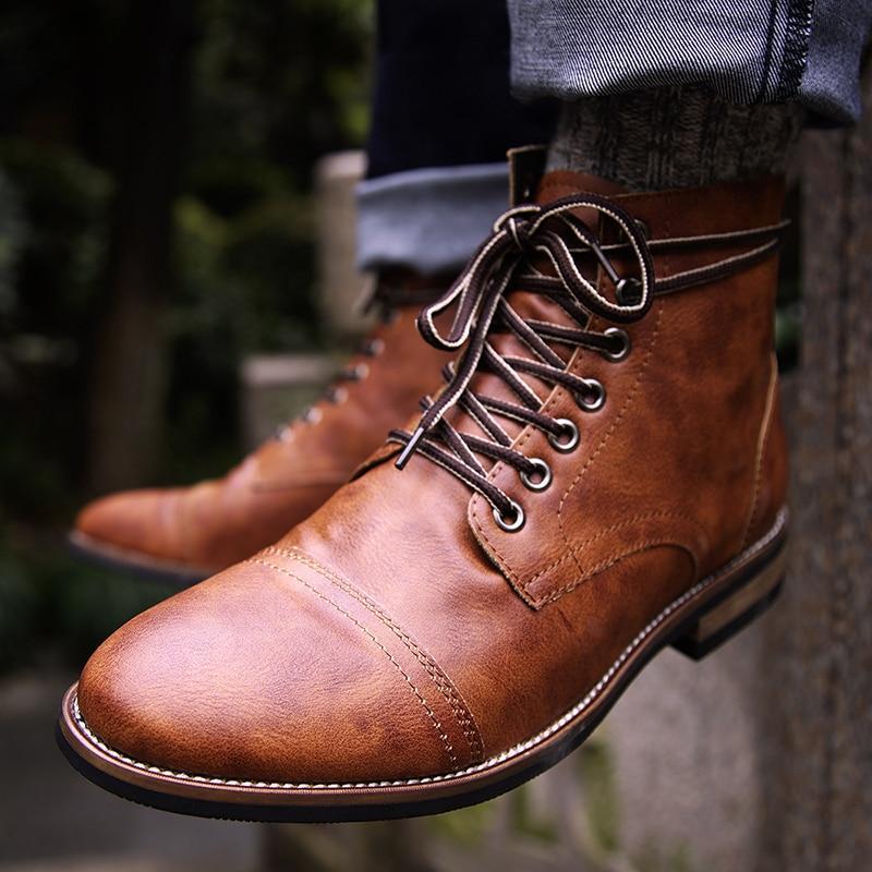 Front Lace Round-Toe Boots