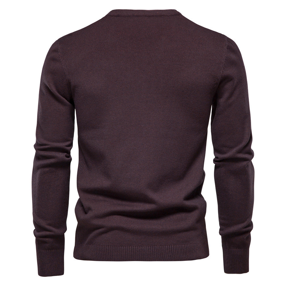 10-Color Autumn And Winter Thickened Men's Sweater, Round Neck Slim-Fit Men's Knitwear, Casual Men's Knit Top