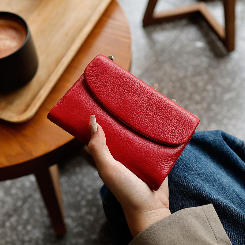 Women's Genuine Leather Short Wallet Card Holder Handbag