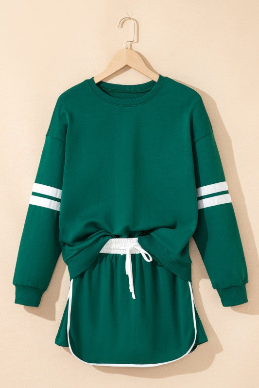 Conjunto de jersey y minifalda Varsity Stripe