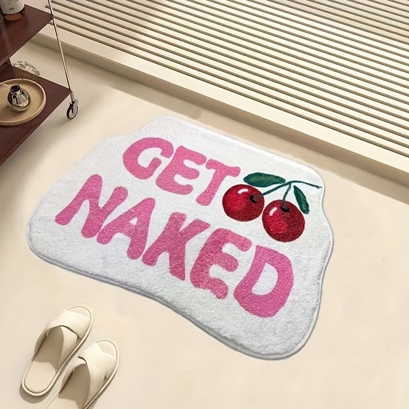 Cartoon Imitation Cashmere Rug With Letters And Fruits Absorbent Bathroom Floor Mat