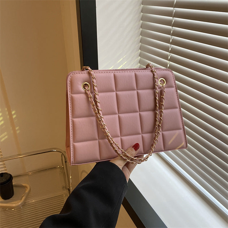 Plaid Bag Womens Small Diamond-Pattern Embroidered Grid Shoulder Bag