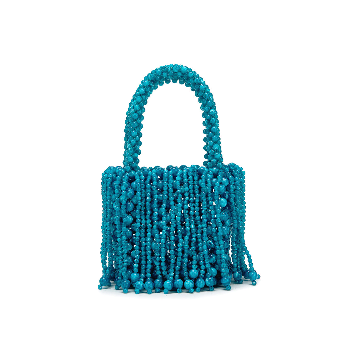 New Dual-color Amber Acrylic Cat-eye Bead Pure Hand-braided Bag
