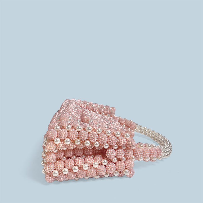 Women's Waxberry Pearl Ball Handmade Beaded Travel Handbag Handbag