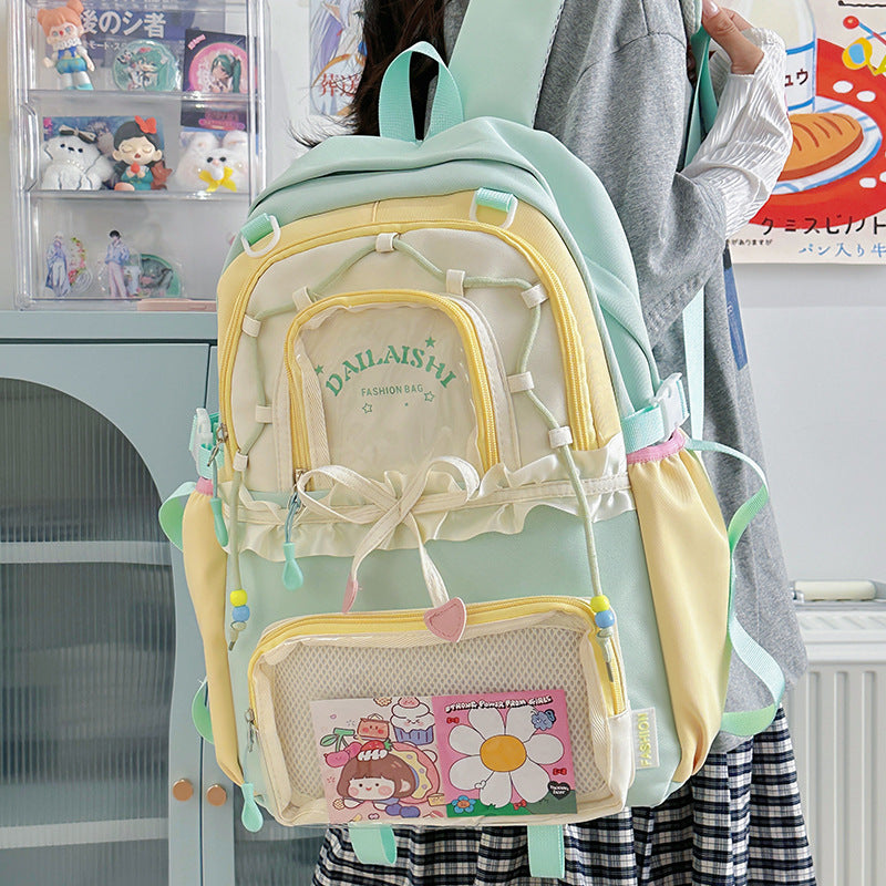 Unisex Cute Bow-Knot Middle School Student Large-Capacity Backpack