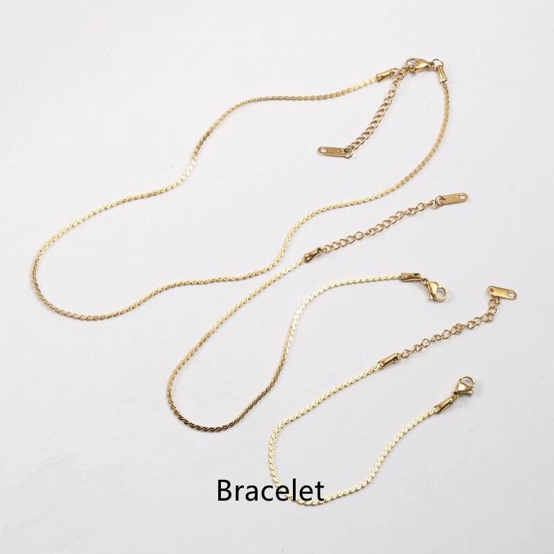 Titanium Steel Gold Plated Necklace Anklet Bracelets set