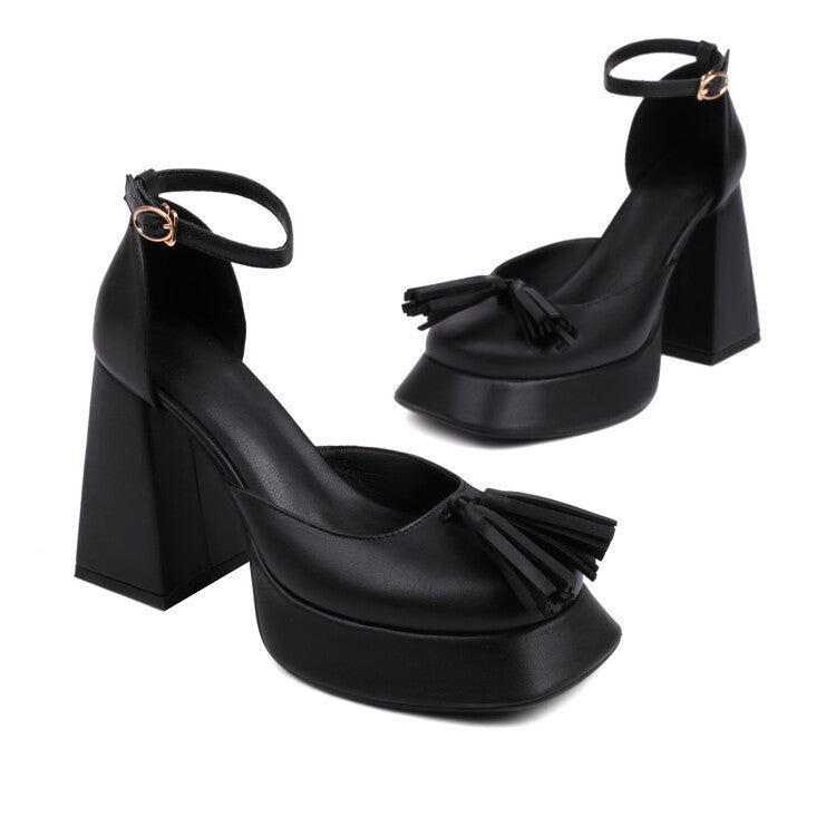 Women's European And American Style Tassel High Heels