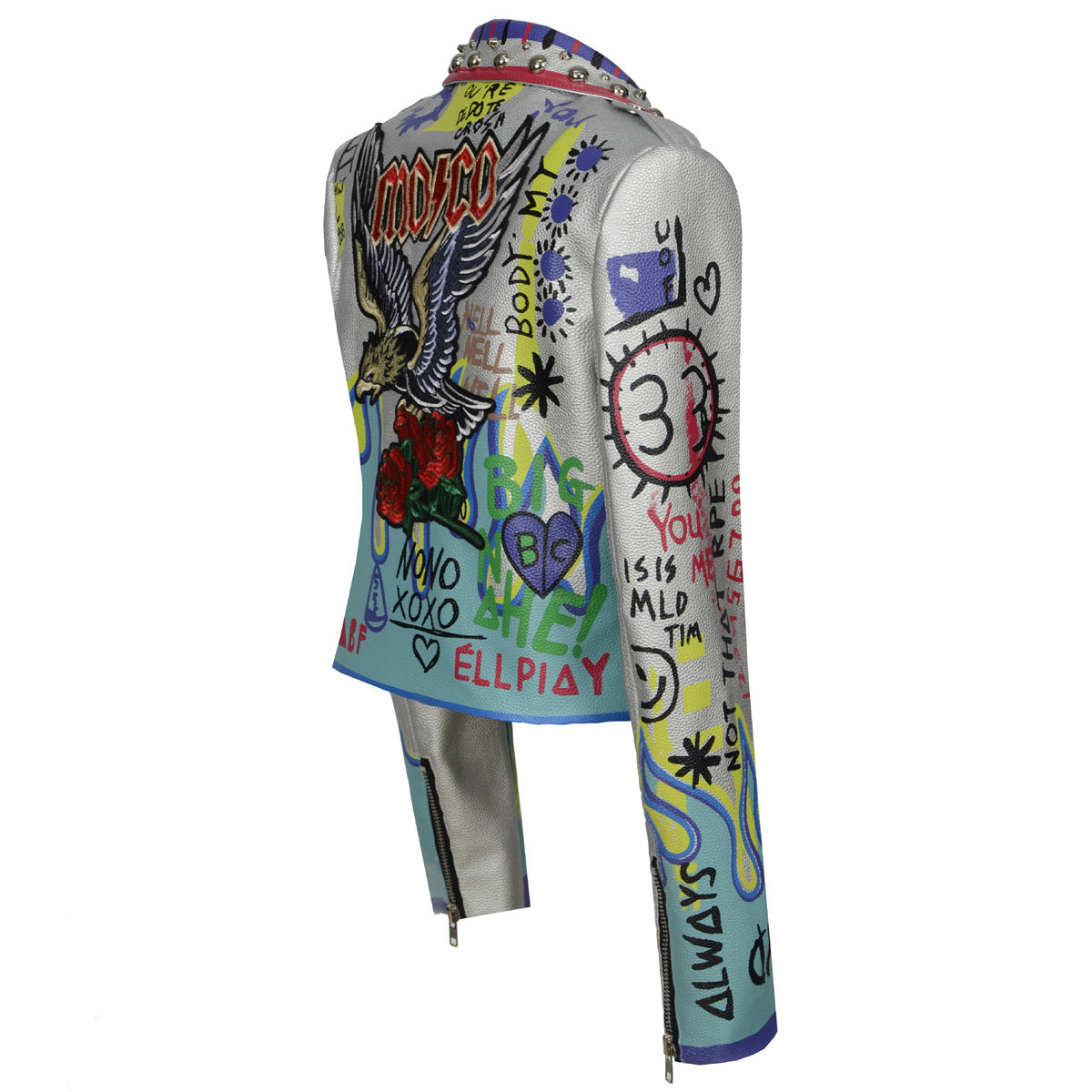 Punk Rock Style Women's Leather Jacket with Studs
