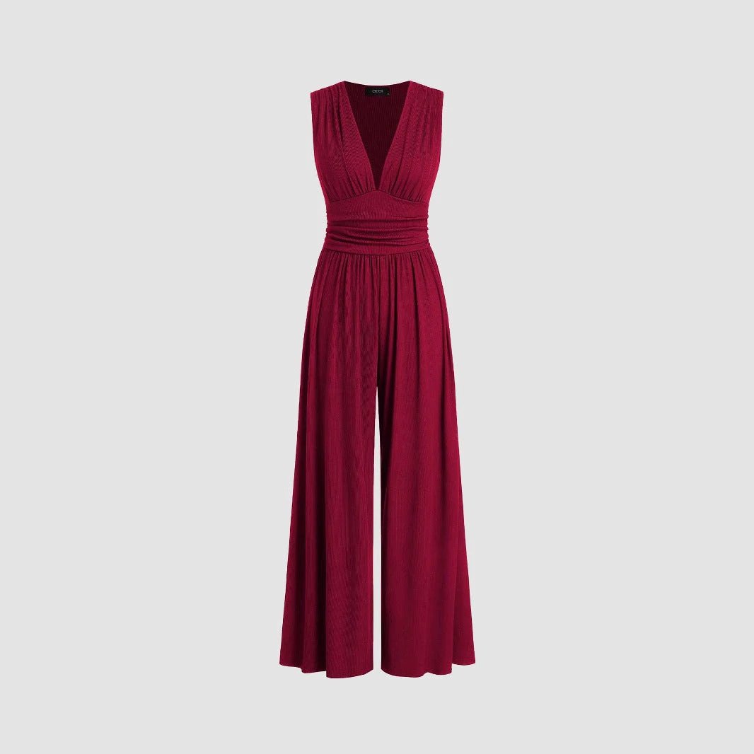 Women's Solid Color Loose Sleeveless Knitted Jumpsuit