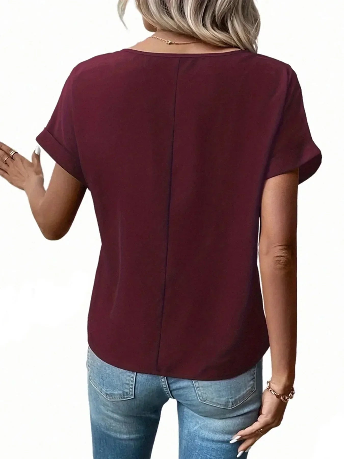 Casual Zipper Front Short Sleeve Blouse