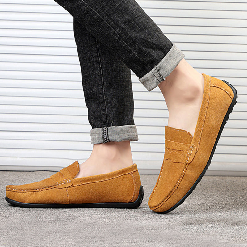 Men's Solid Color Suede Loafers